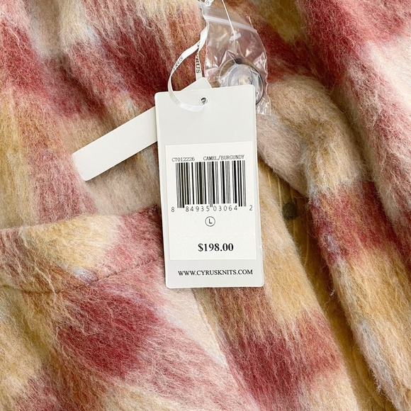 Cyrus Brushed Plaid Button Jacket Shacket Camel Burgundy NWT Statement Maker - Picture 9 of 9